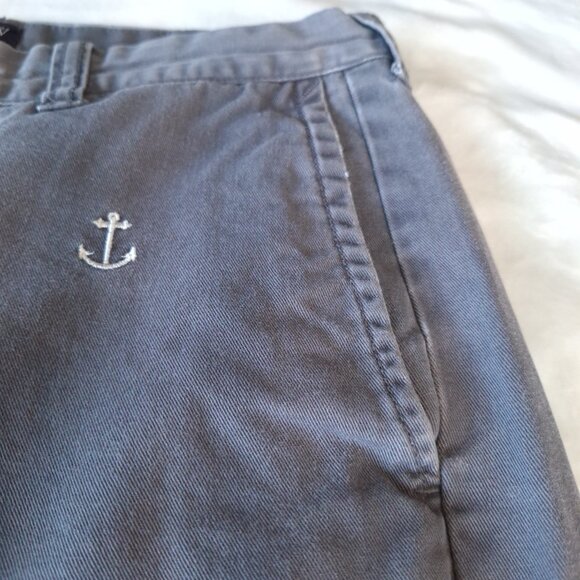 J. Crew Mens 30W Gramercy Chino‎ Gray Anchor Embroidered Shorts Nautical Preppy - Picture 5 of 14